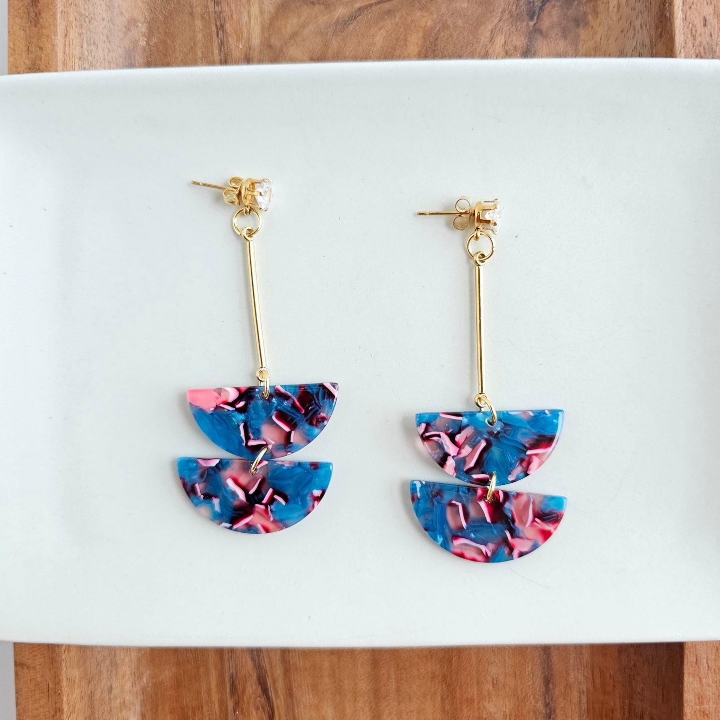 Everly Earrings - Magenta Teal