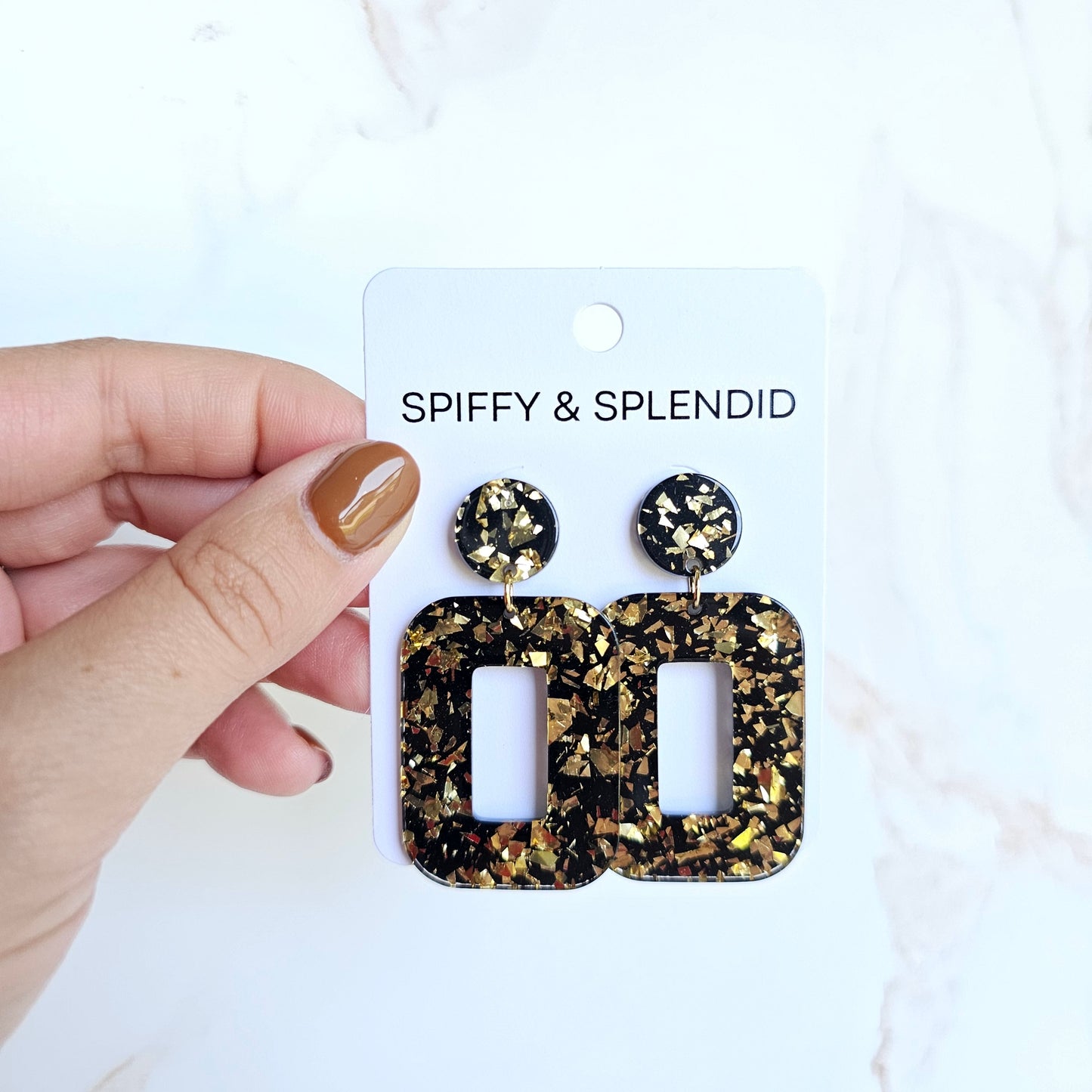 Margot Earrings - Black Gold Flake