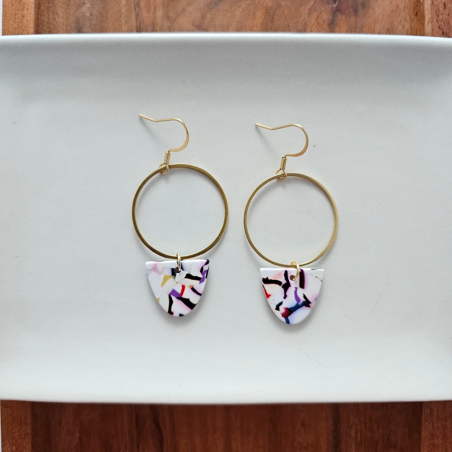 Iris Earrings Large - Marble Confetti