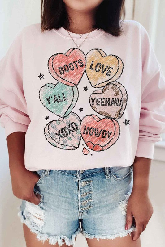 VALENTINES CANDY WESTERN GRAPHIC SWEATSHIRT