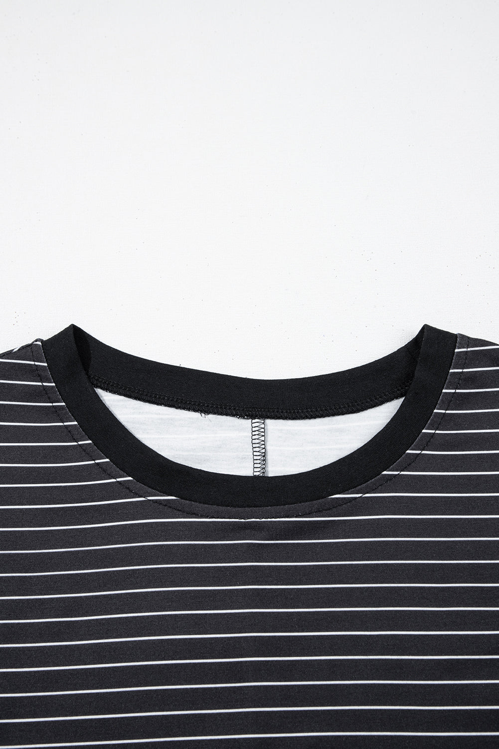 Striped Ruffled Short Sleeve Crew Neck T Shirt Shift Mini Dress