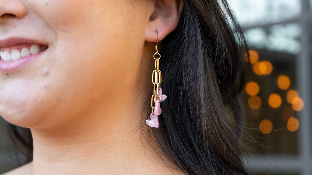 Heartstring Earrings - Pink