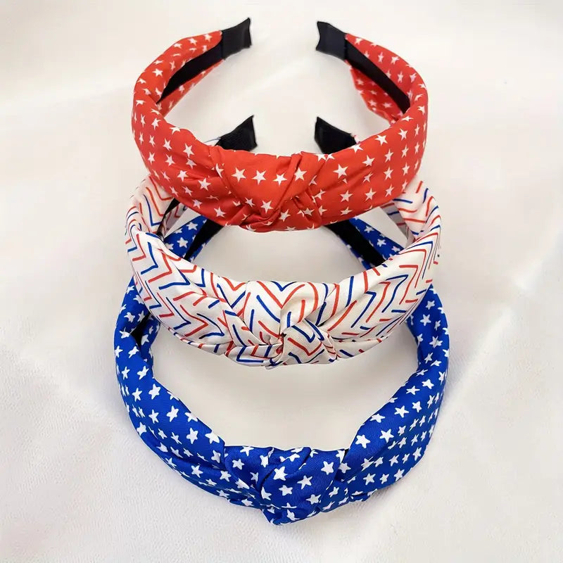 3 Pack of Patriotic Cloth Headbands