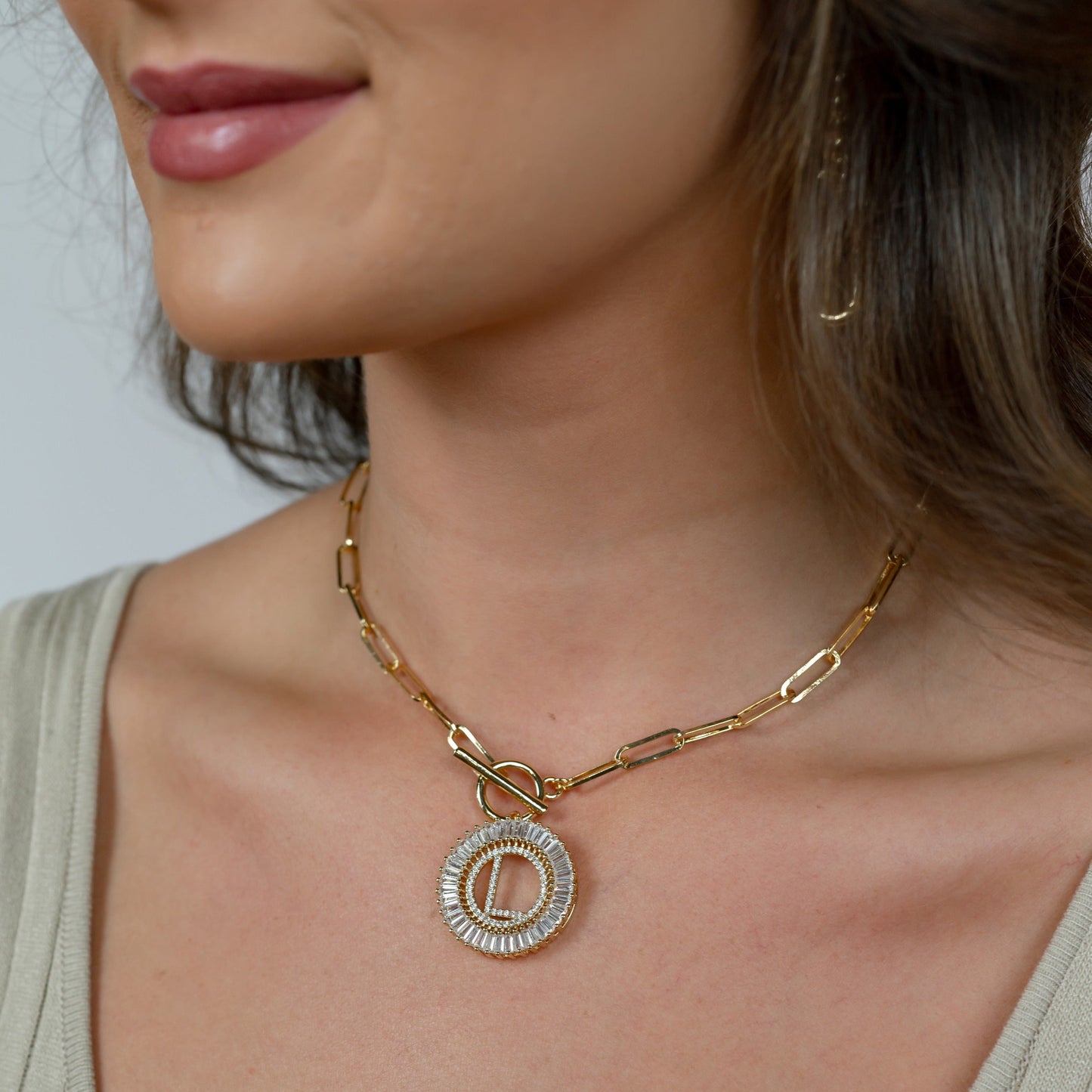 Paperclip Chain Radiant Initial Necklace PREORDER - Wholesale The Sis Kiss
