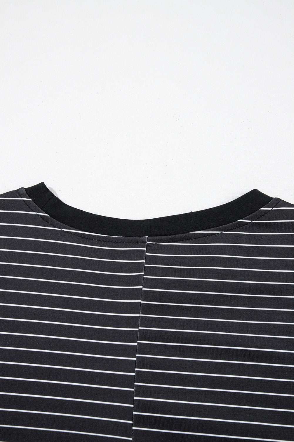 Striped Ruffled Short Sleeve Crew Neck T Shirt Shift Mini Dress