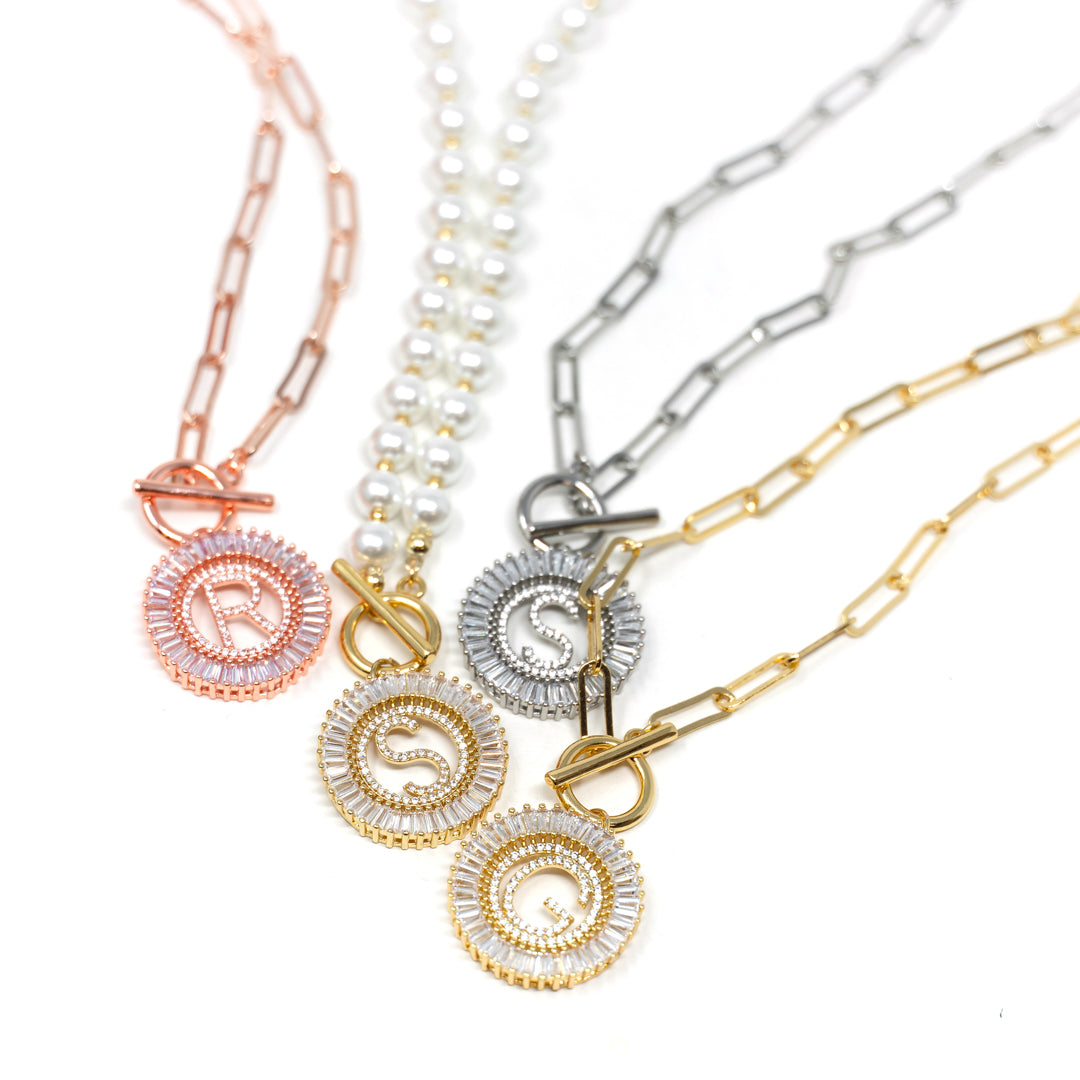 Paperclip Chain Radiant Initial Necklace PREORDER - Wholesale The Sis Kiss