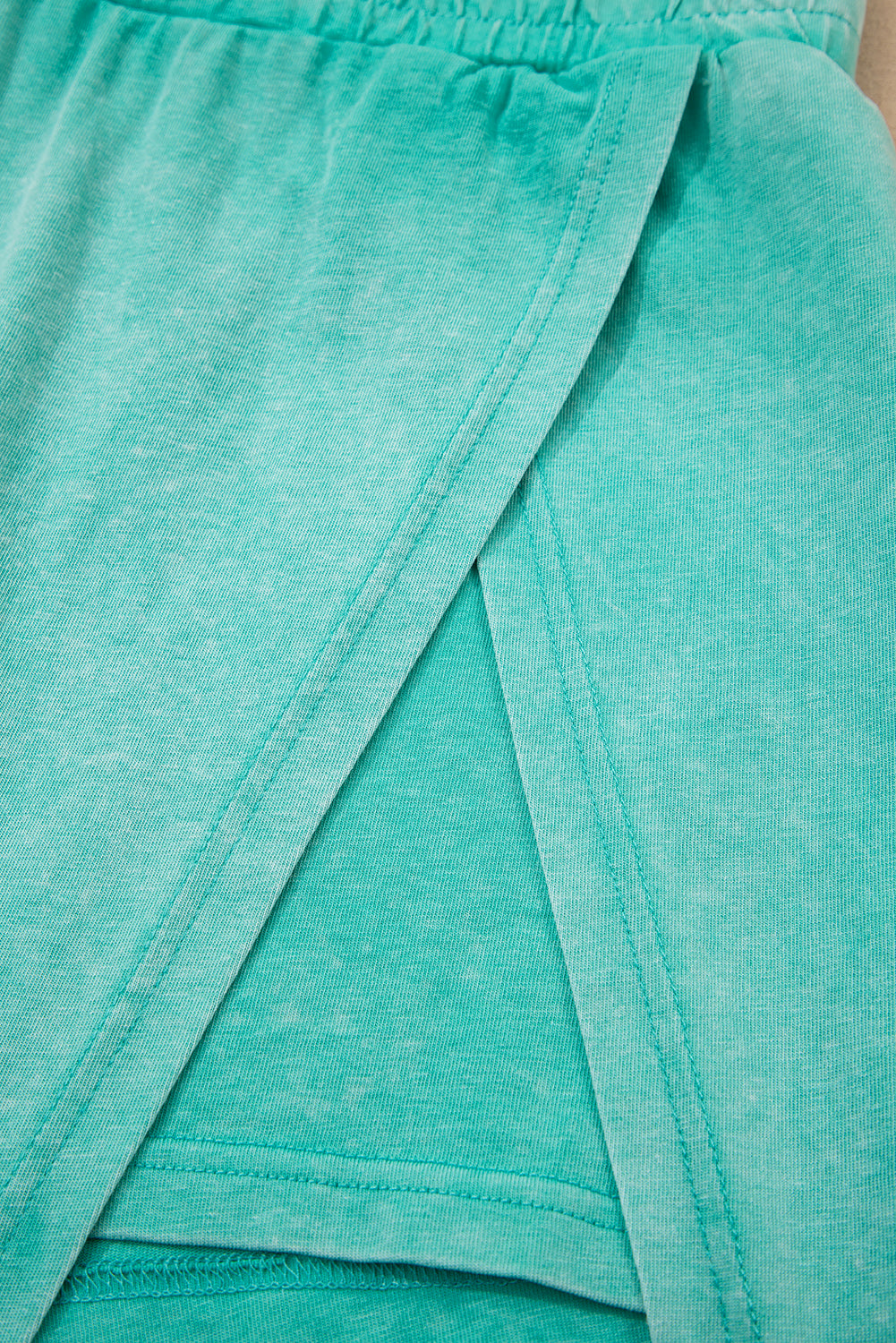 2 Piece Mineral Wash Cotton Tank Top Lined Split Skirt Set