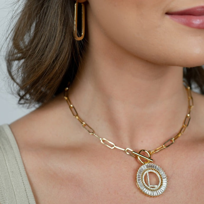 Paperclip Chain Radiant Initial Necklace PREORDER - Wholesale The Sis Kiss