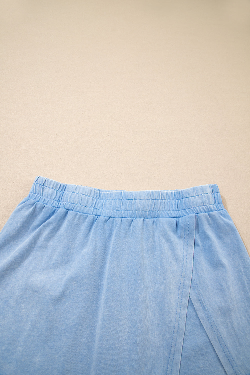 2 Piece Mineral Wash Cotton Tank Top Lined Split Skirt Set