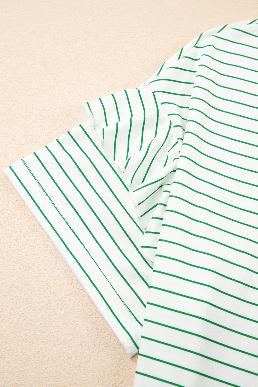 Striped Ruffled Short Sleeve Crew Neck T Shirt Shift Mini Dress