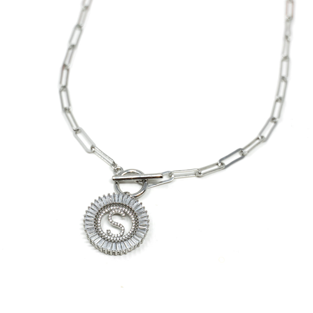 Paperclip Chain Radiant Initial Necklace PREORDER - Wholesale The Sis Kiss