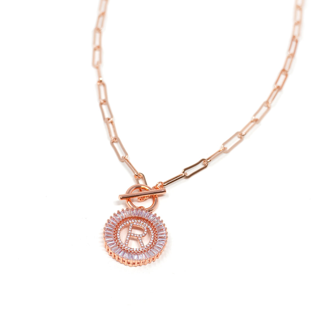 Paperclip Chain Radiant Initial Necklace PREORDER - Wholesale The Sis Kiss
