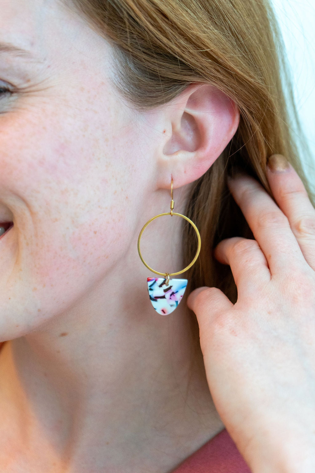 Iris Earrings Large - Marble Confetti