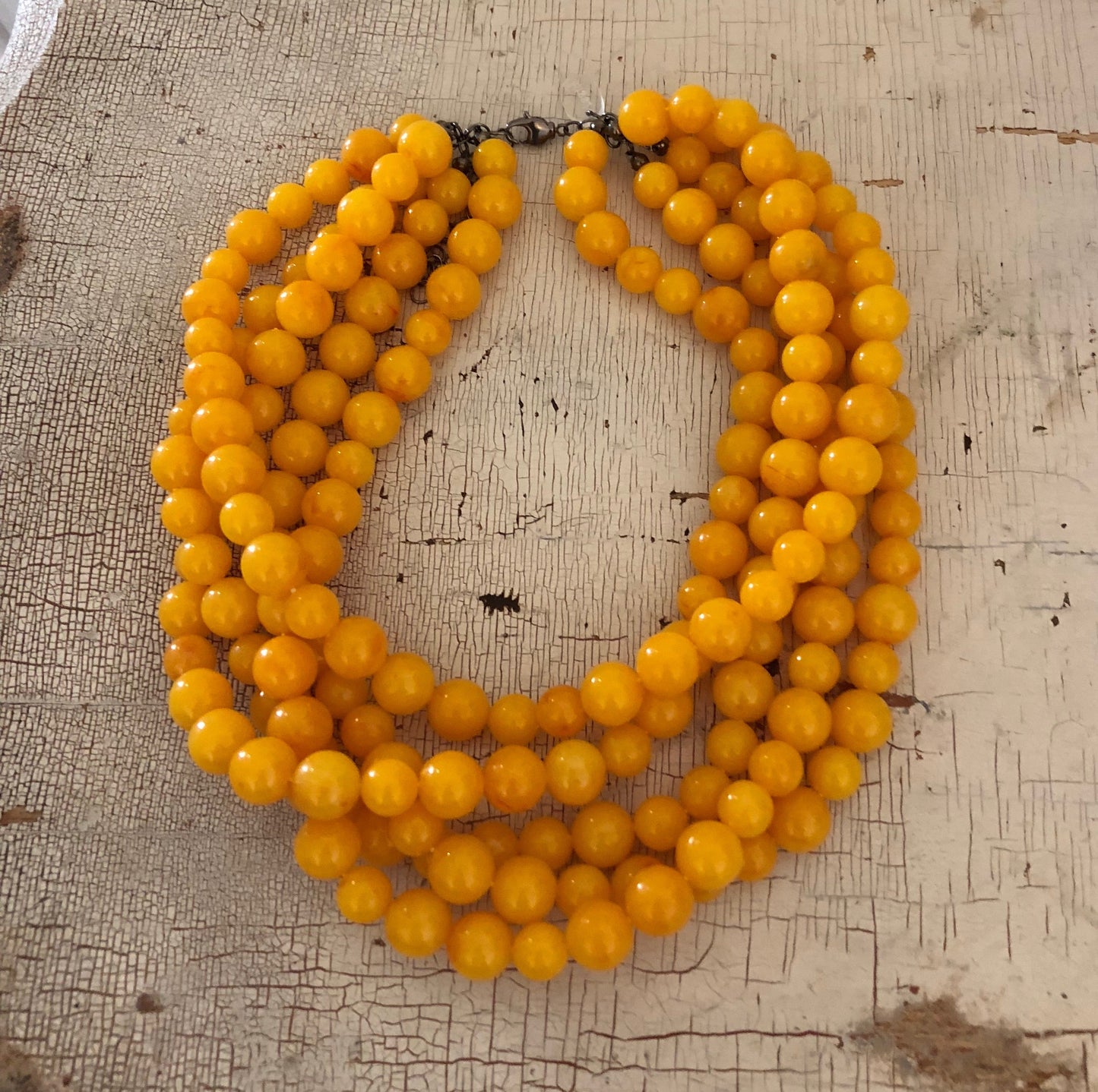 Golden Yellow Beaded Sylvie Statement Necklace
