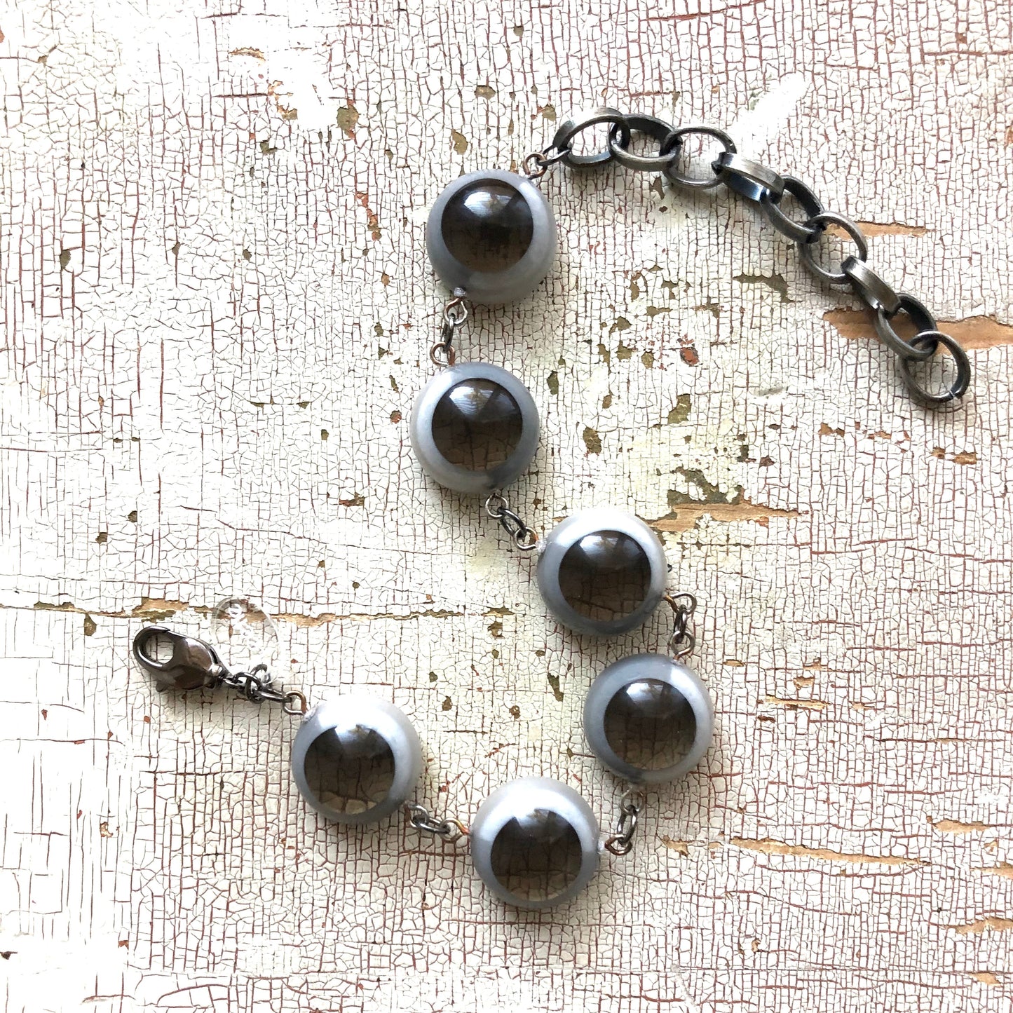 Grey Color-Block Disc Stations Bracelet