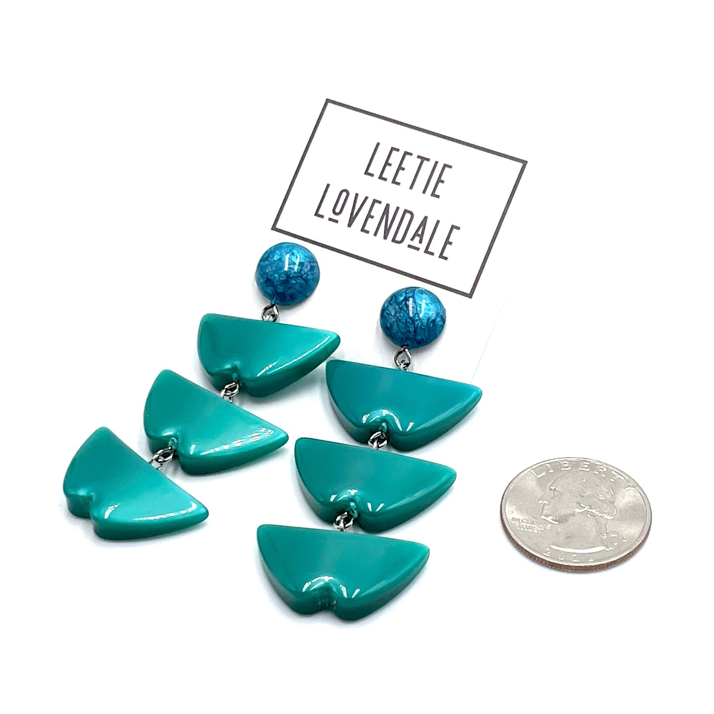 Emerald & Zircon Capiz Moonglow Verti Statement Earrings *
