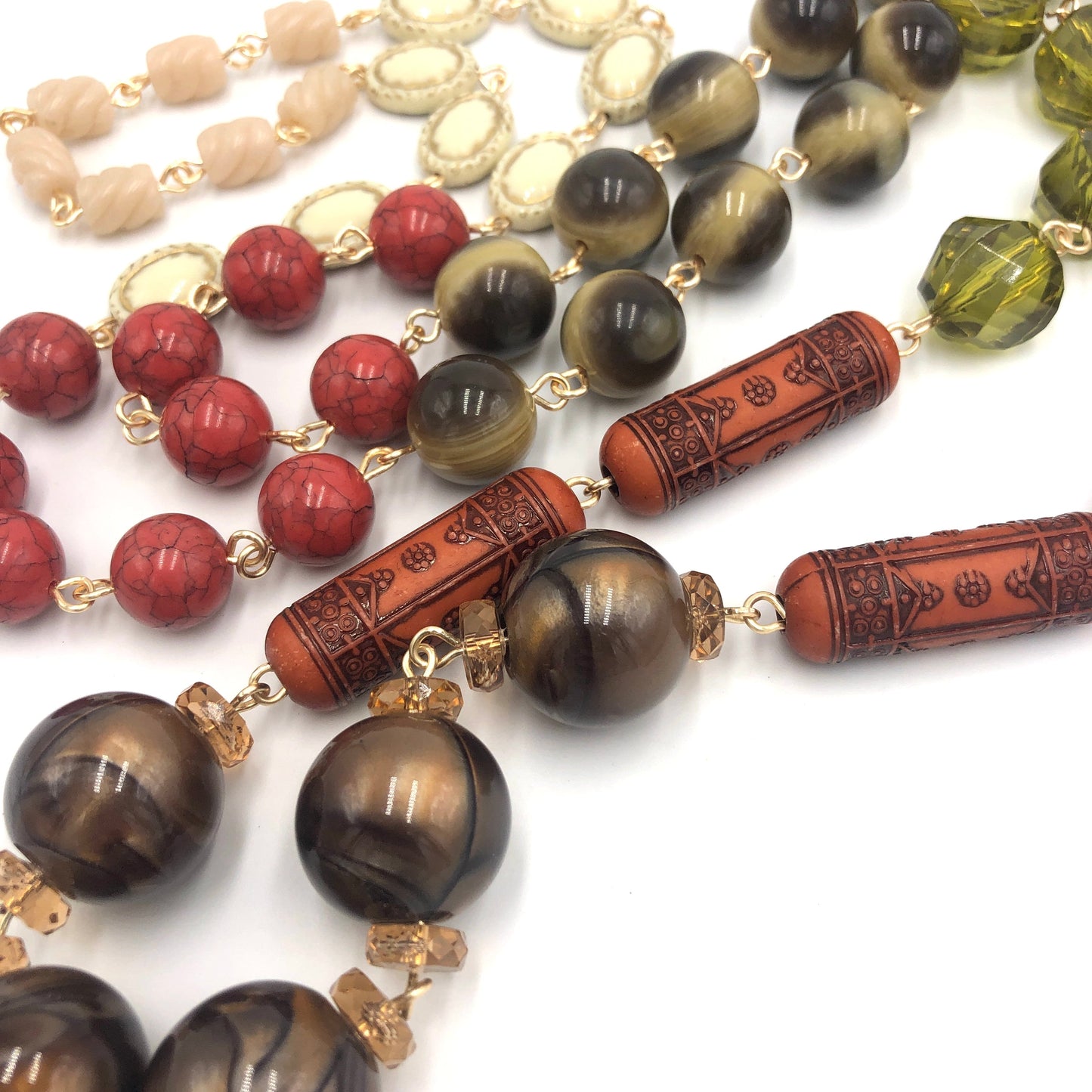 Aztec Beach Rosary Rope Chain Necklace