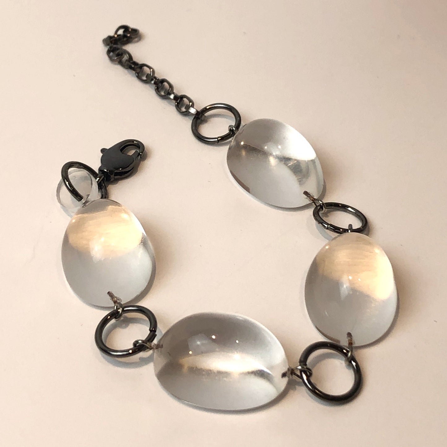 Clear Domed & Dark Metal Bubble Stations Bracelet