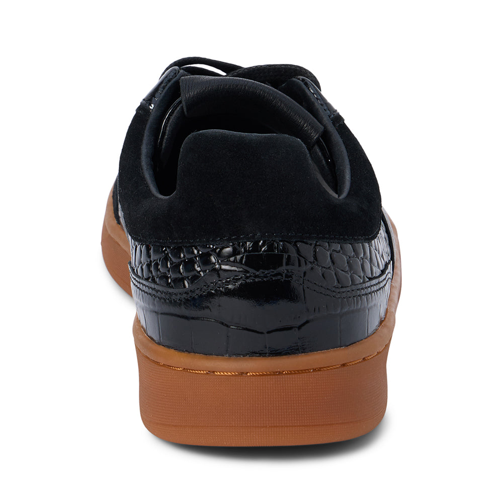 Quincy Low-Top Sneaker in Black Croc Print