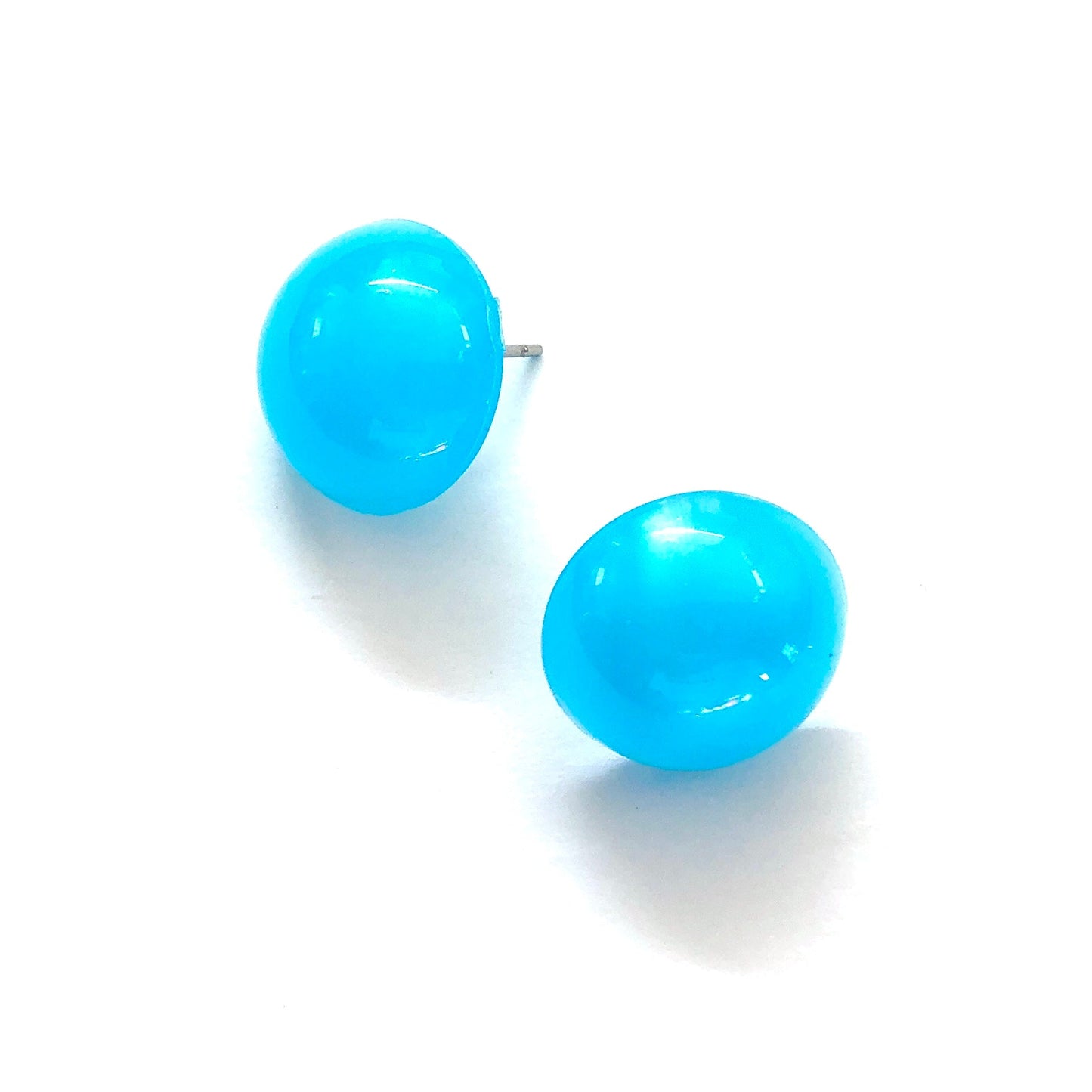 Aqua Blue Aura Glow Retro Button Studs