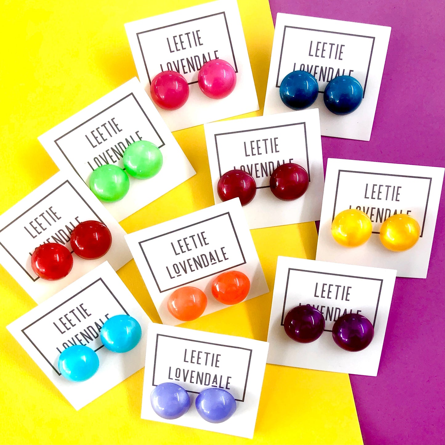 Aqua Blue Aura Glow Retro Button Studs