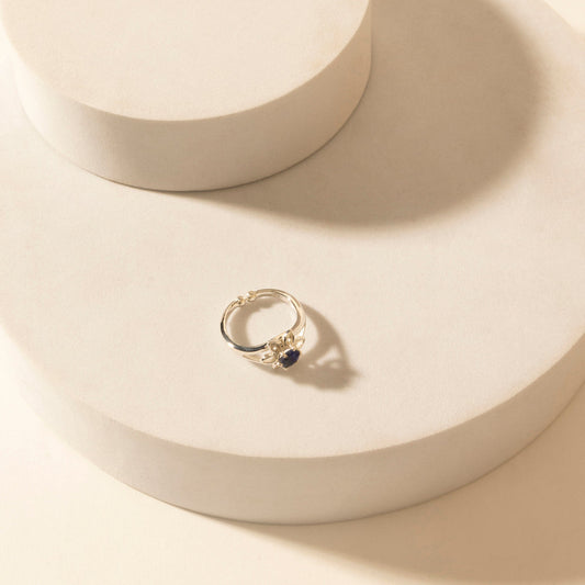 Myra Canyon Dew Sterling Silver Ring in Starlit Navy