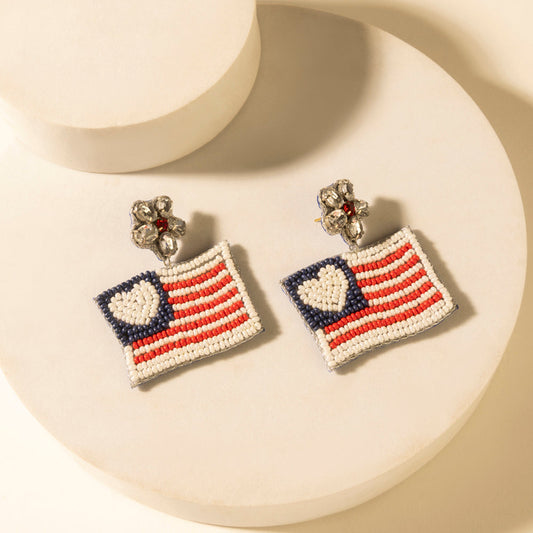 Myra Liberty Range Flag Earrings in Prairie White