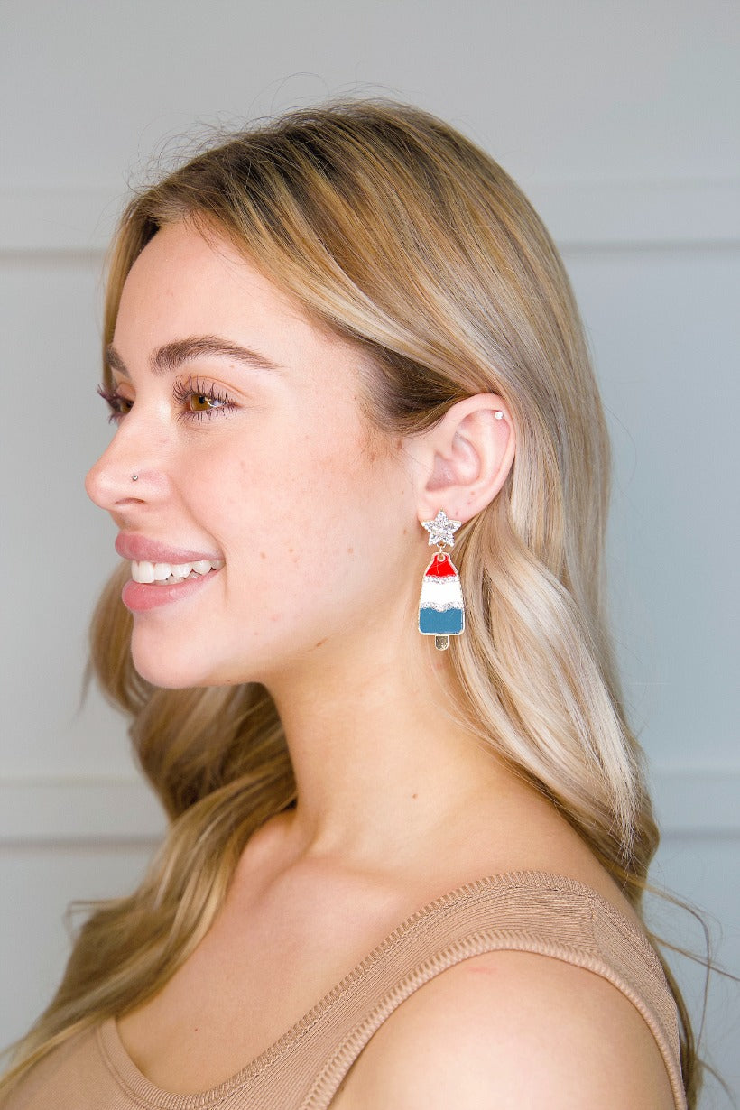 Patriotic Popsicle Enamel Earrings