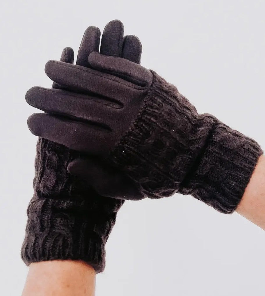 3 in 1 Cable Knit Gloves