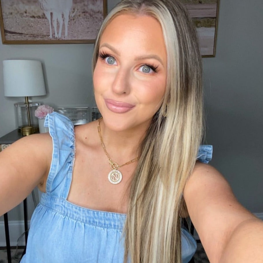 Paperclip Chain Radiant Initial Necklace PREORDER - Wholesale The Sis Kiss