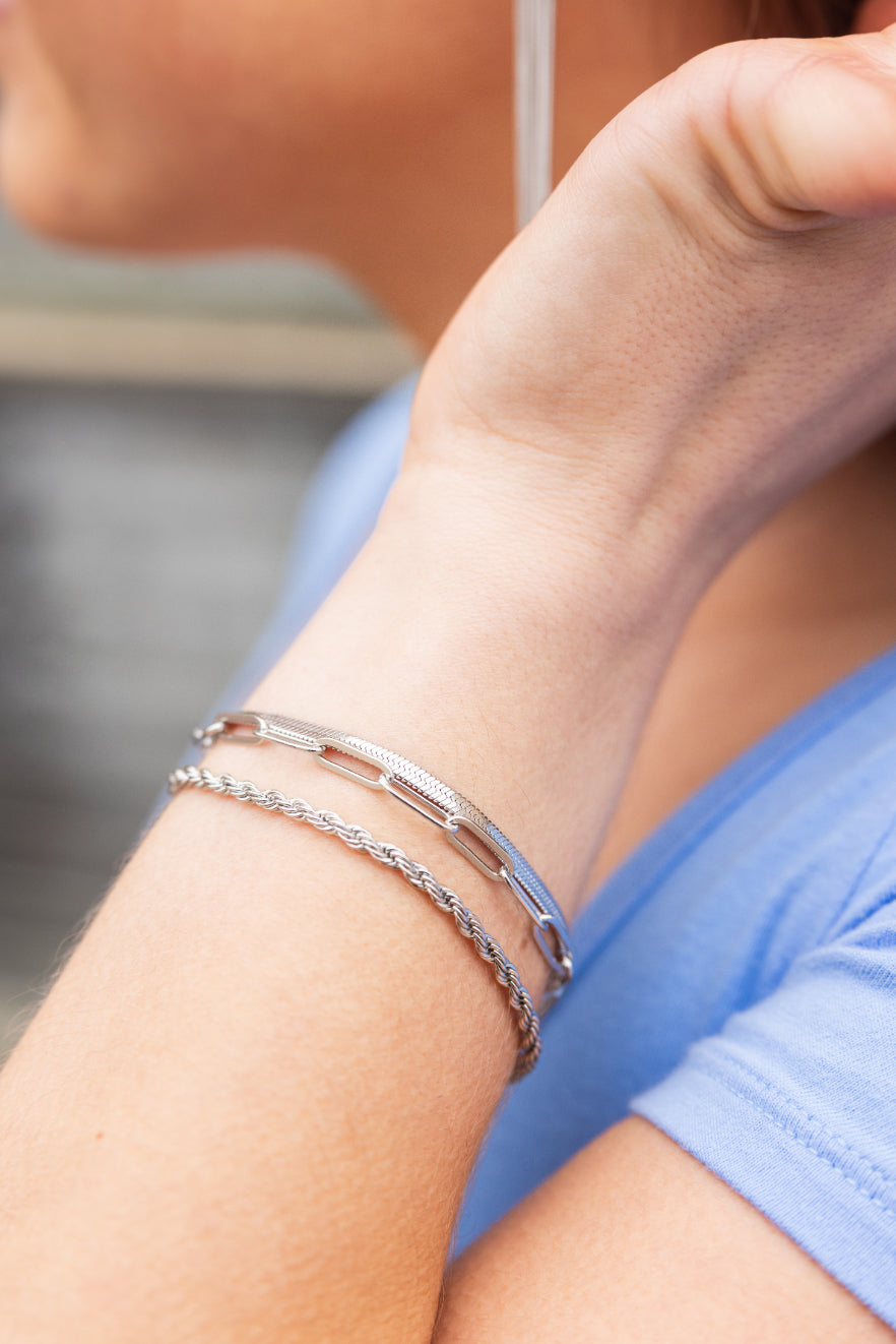 Luxe Silver Paper Clip Bracelet