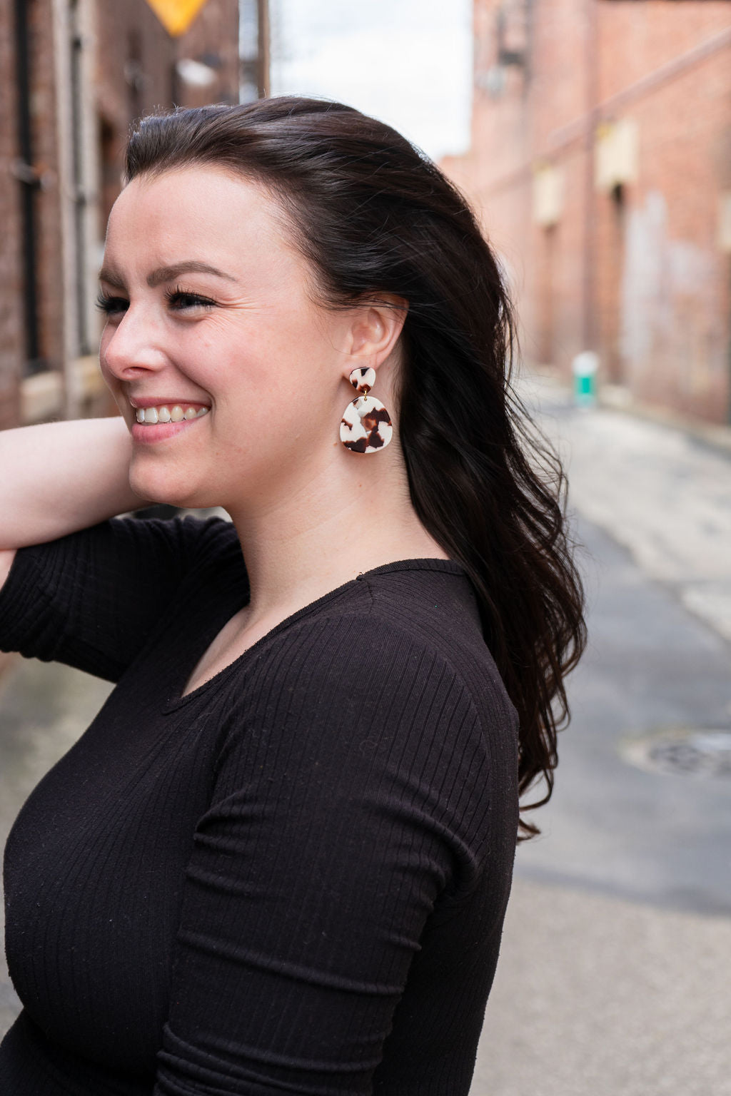 Penelope Earrings - Cowhide