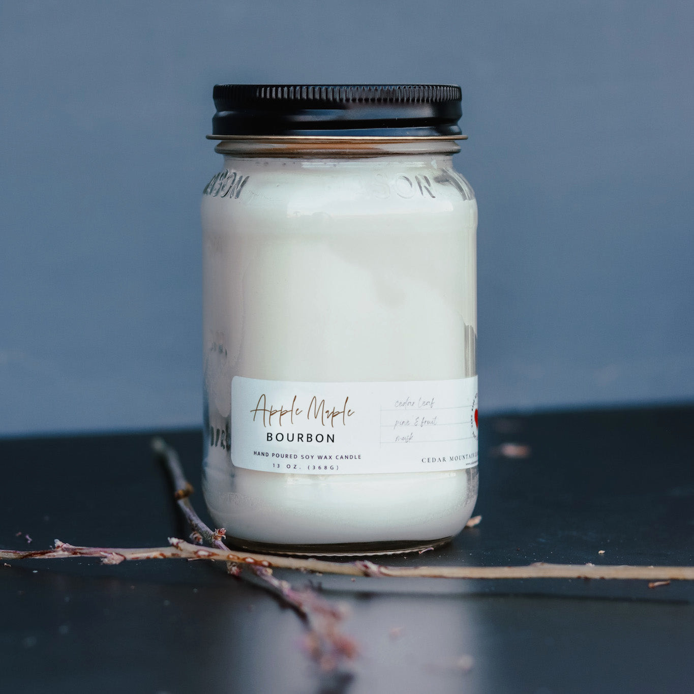 13 oz Mason Jar Soy Candle - Apple Maple Bourbon