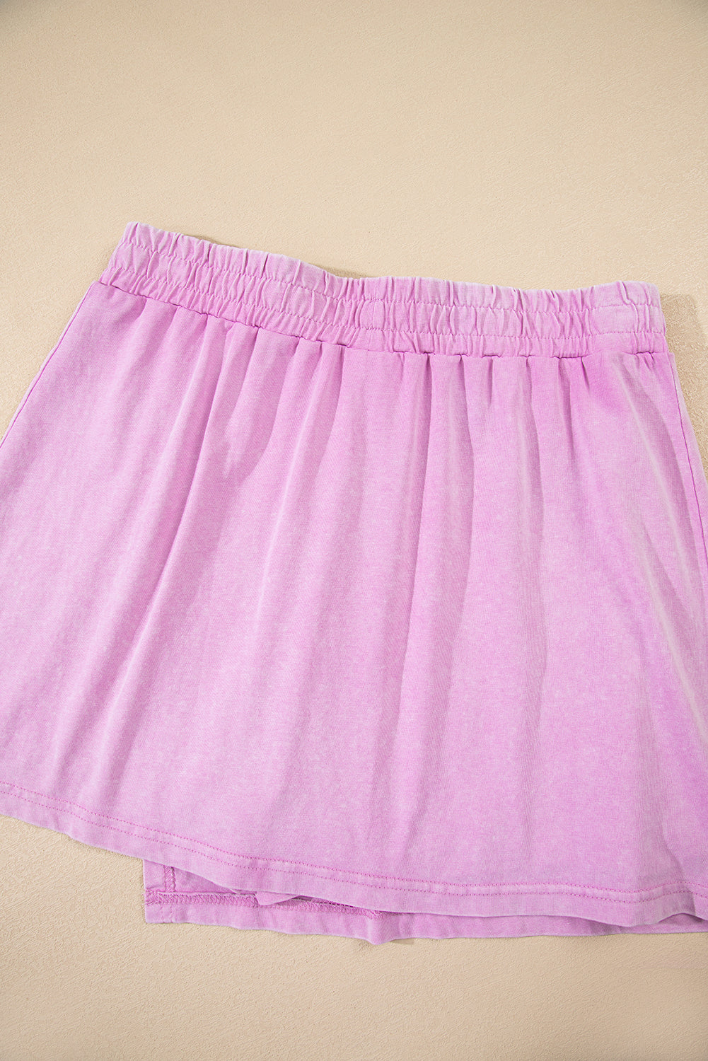 2 Piece Mineral Wash Cotton Tank Top Lined Split Skirt Set