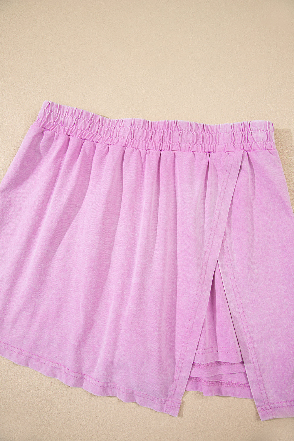 2 Piece Mineral Wash Cotton Tank Top Lined Split Skirt Set