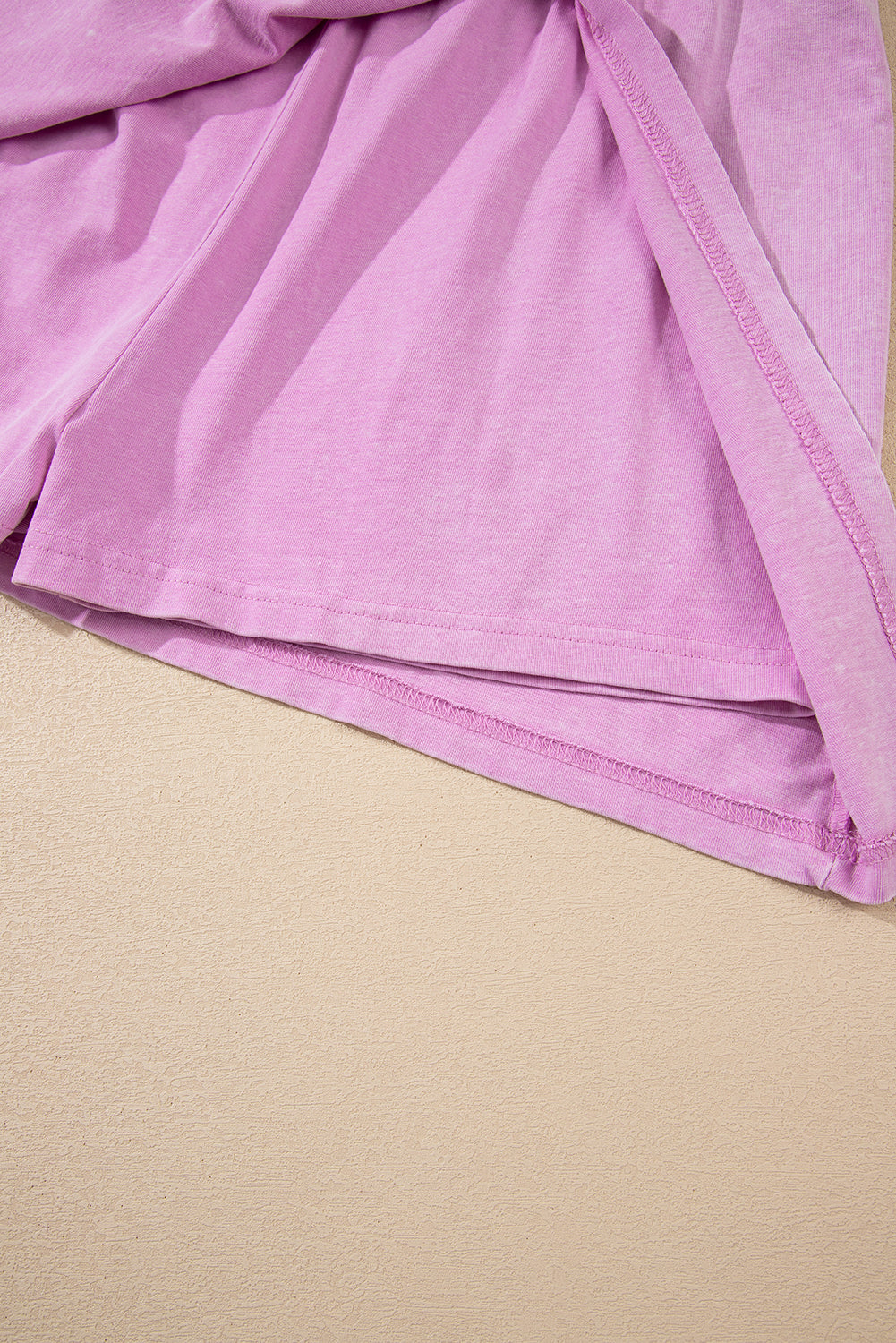 2 Piece Mineral Wash Cotton Tank Top Lined Split Skirt Set