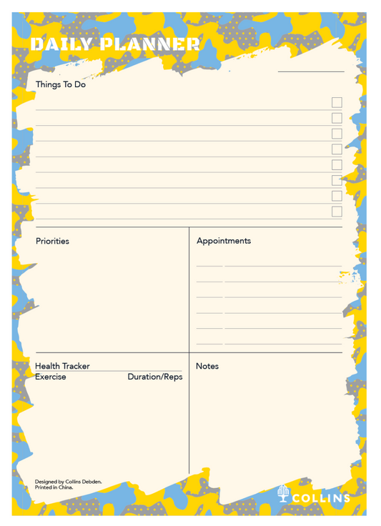 Collins Edge Camo - Daily Planner Pad A5 Daily - Yellow