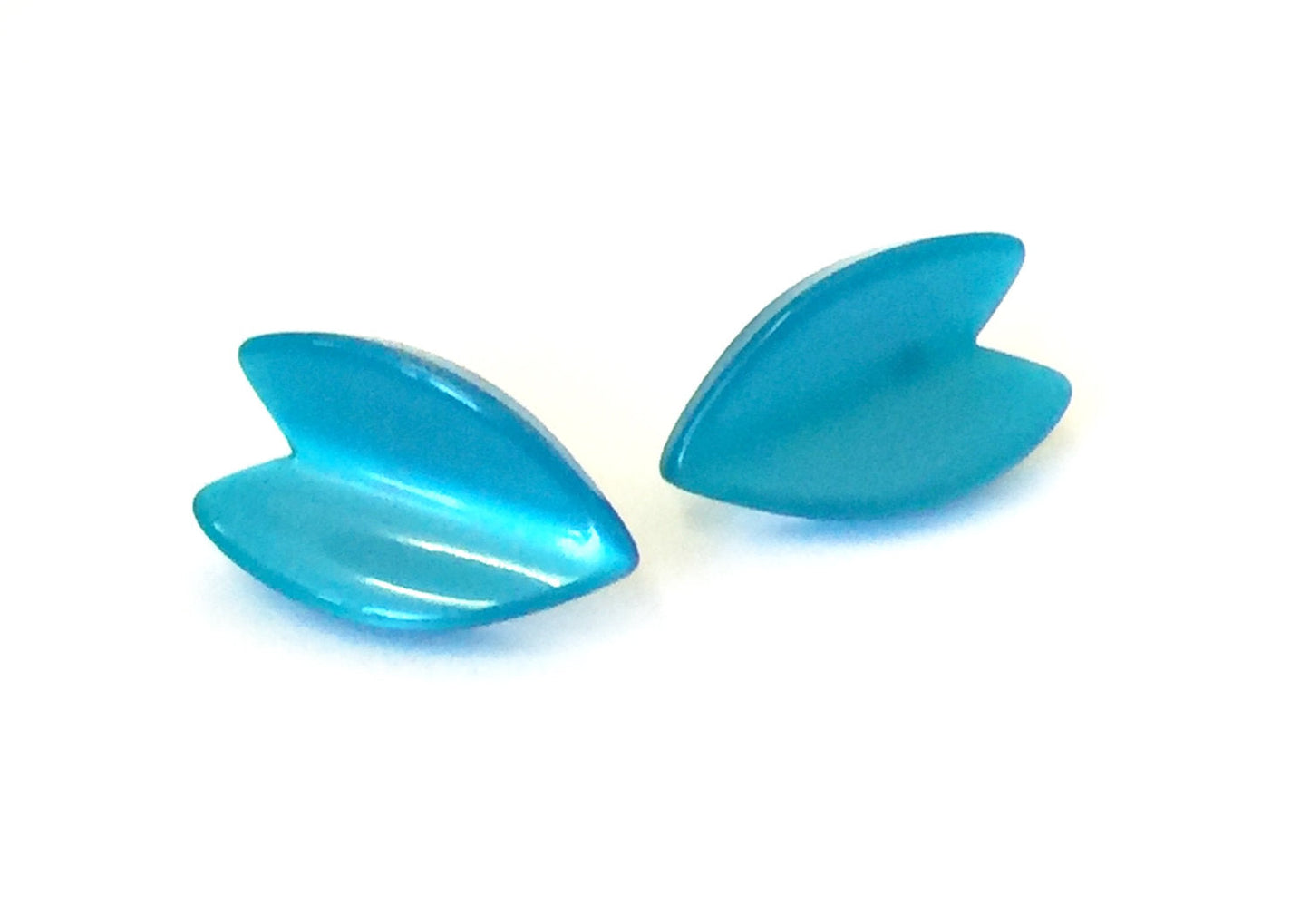 Aqua Blue Moonglow Ivy Leaf Stud Earrings