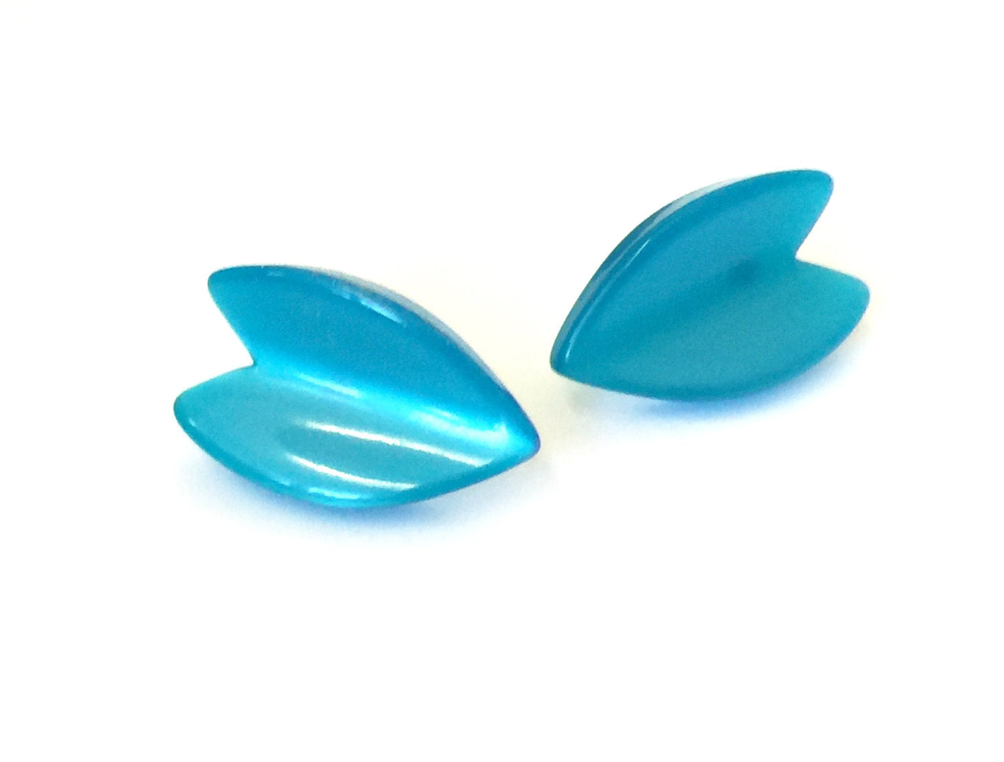 Aqua Blue Moonglow Ivy Leaf Stud Earrings