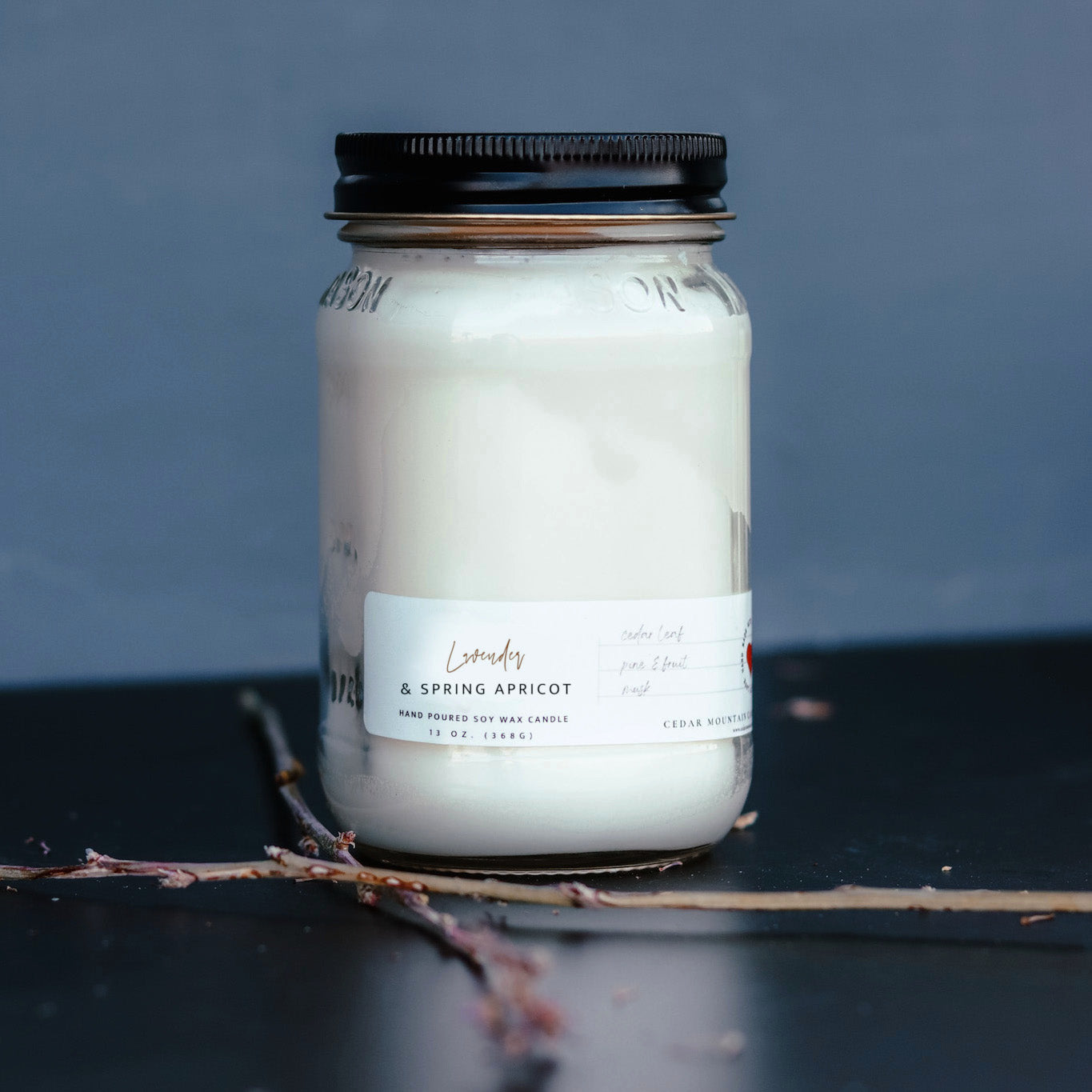 13 oz Mason Jar Soy Candle - Lavender Spring Apricot