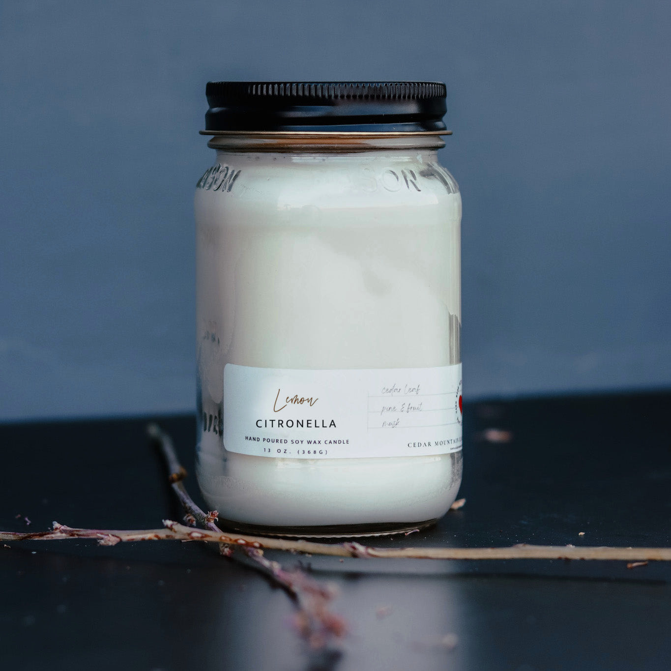 13 oz Mason Jar Soy Candle - Lemon Citronella