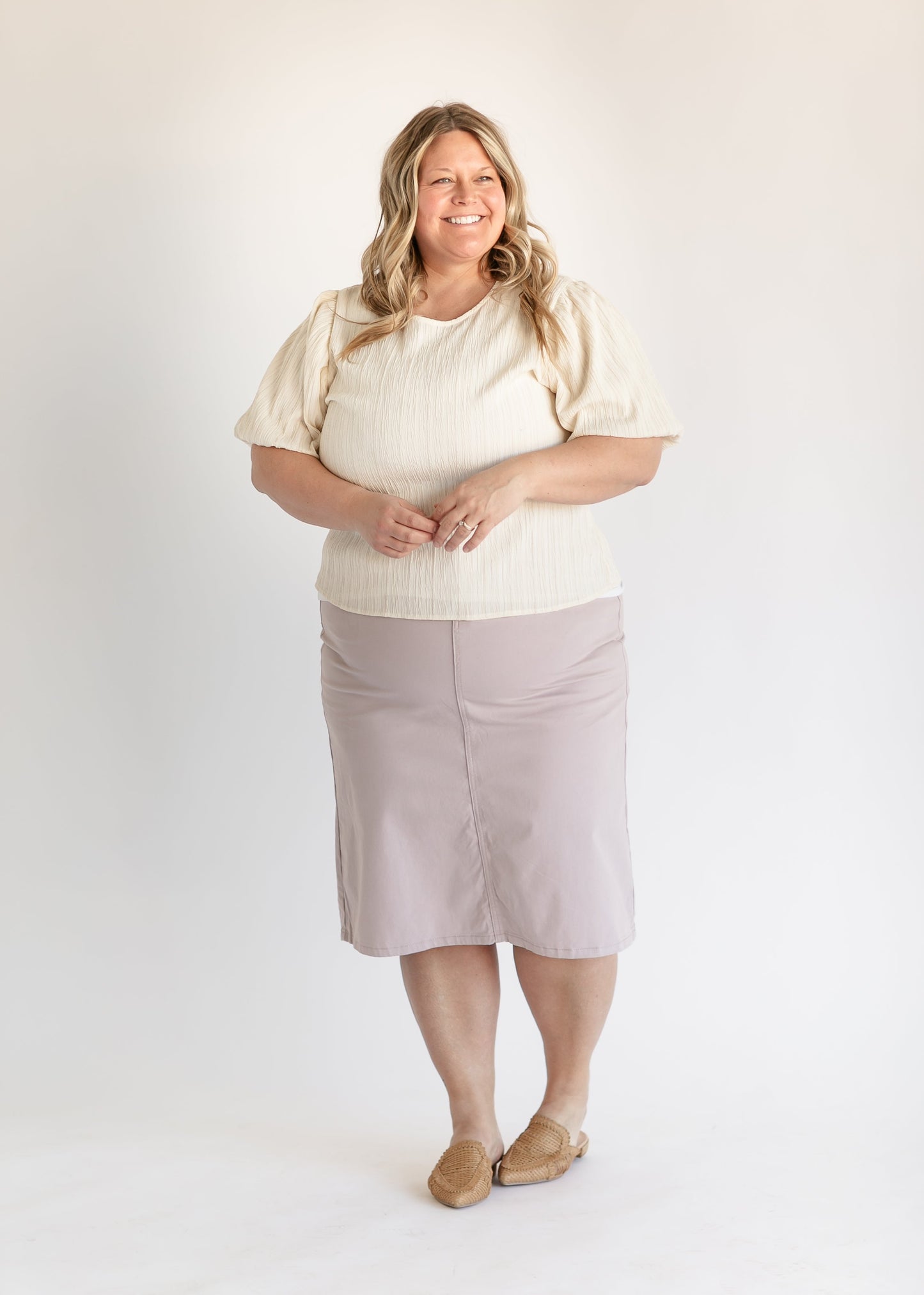Remi Lilac Denim Midi Skirt