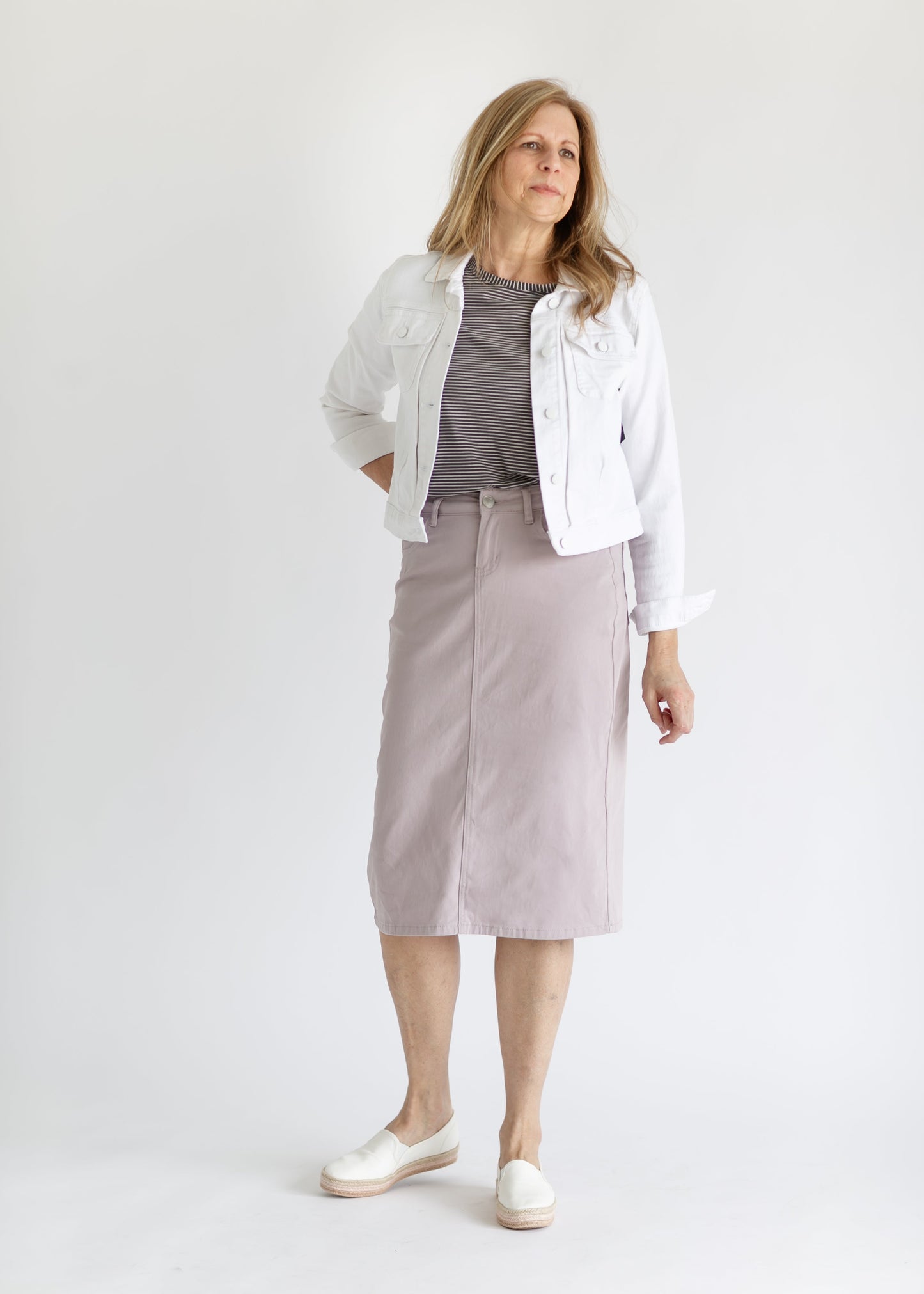 Remi Lilac Denim Midi Skirt