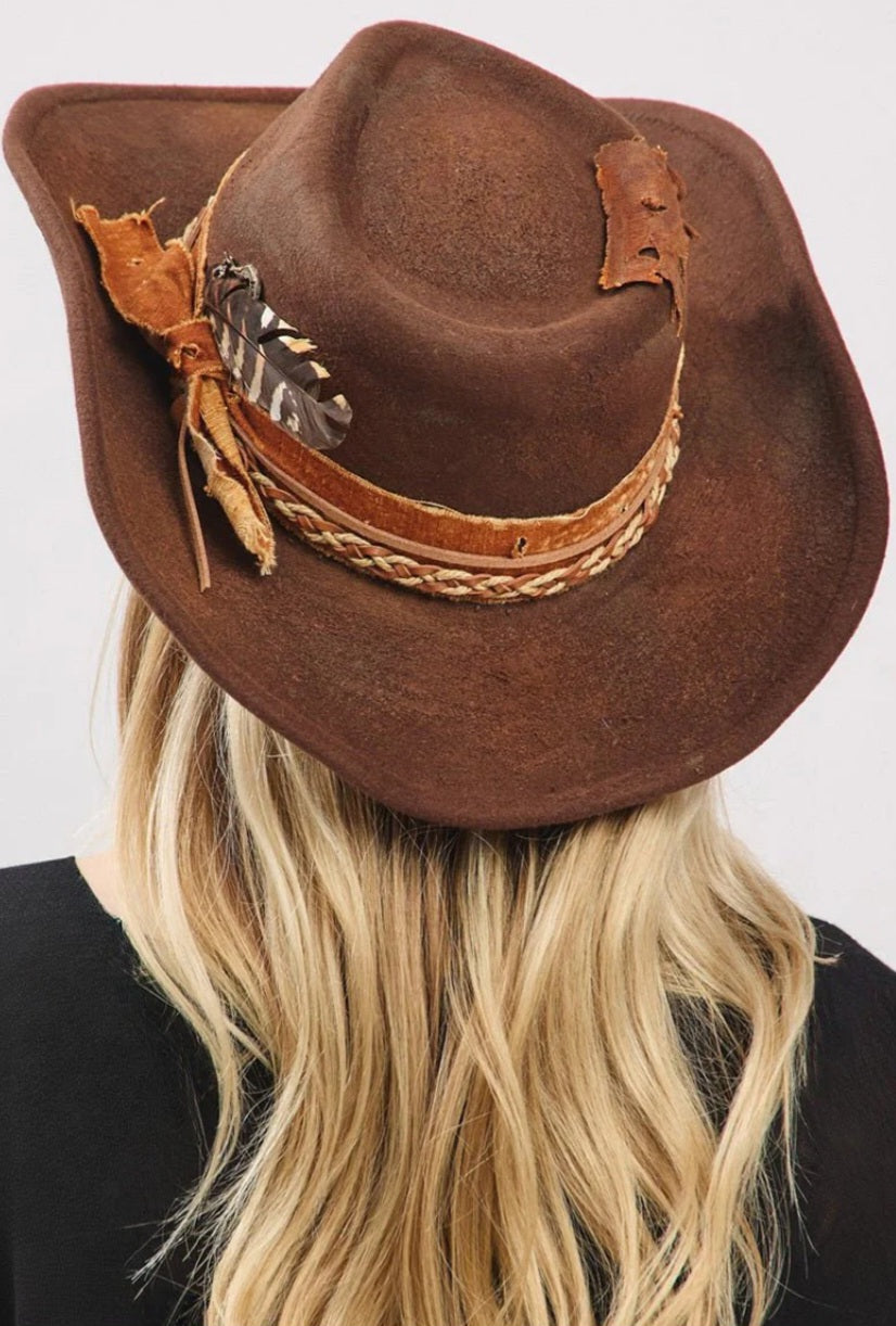 Taos Trails Brown Vintage Felt Cowgirl Hat