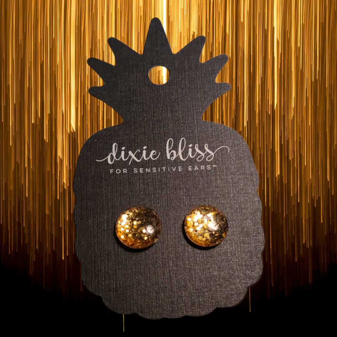 Gold Druzy Button Earrings