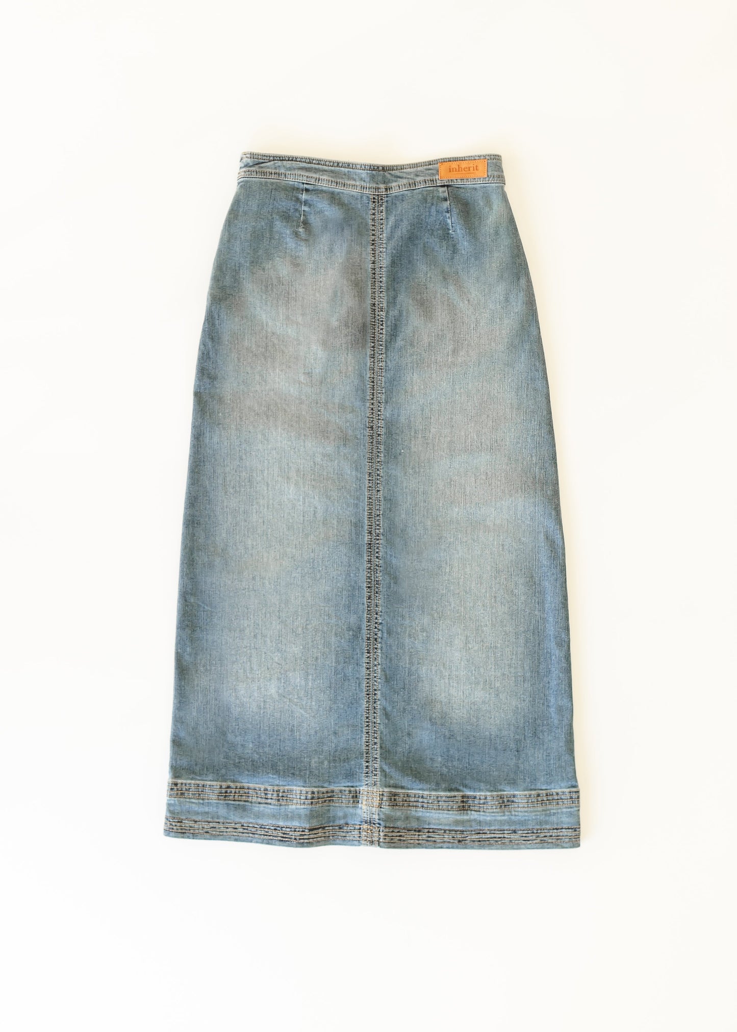 Sutton Side Zip A-line Denim Maxi Skirt