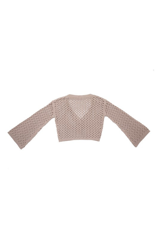 Hole-knit cardigan