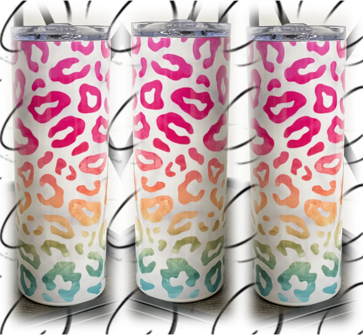PREORDER: Marbled Ombre Leopard UV Color Changing Skinny Tumbler