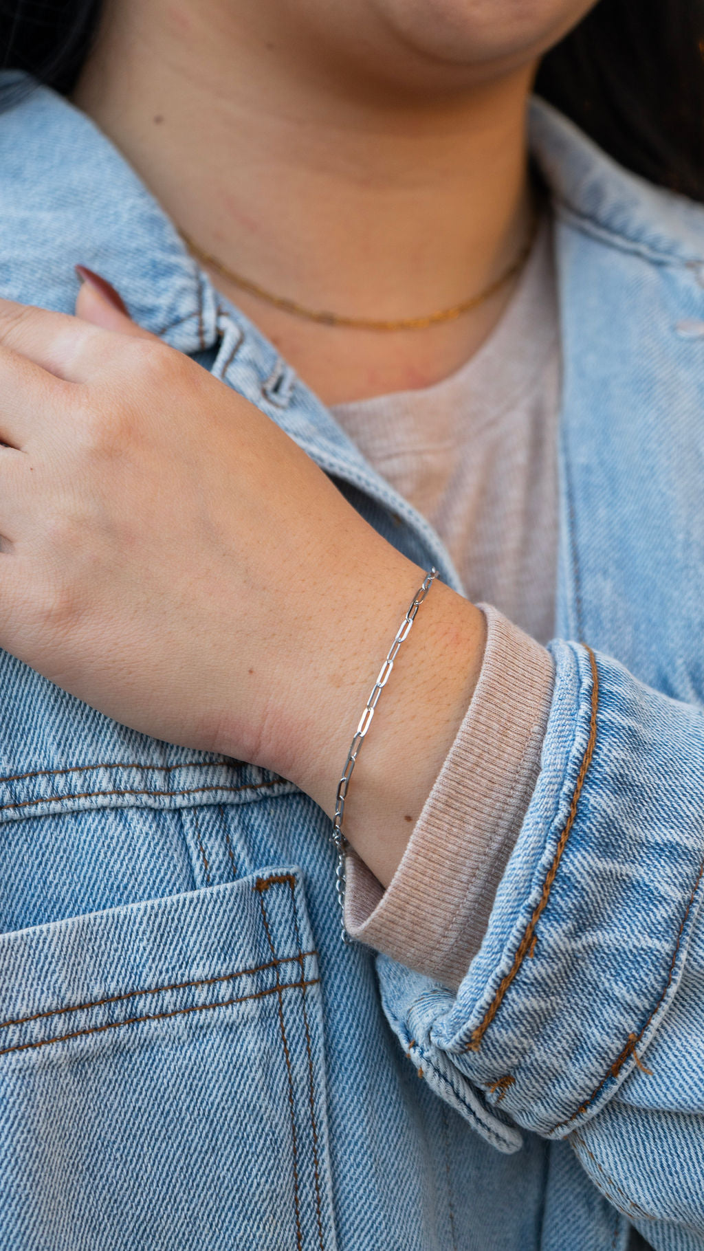 Luxe Silver Delicate Paper Clip Bracelet