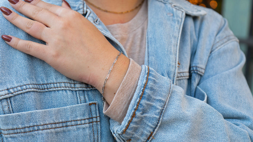 Luxe Silver Delicate Paper Clip Bracelet
